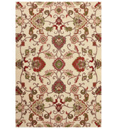 Traditional ivory floral hand-tufted wool rug with Oriental design